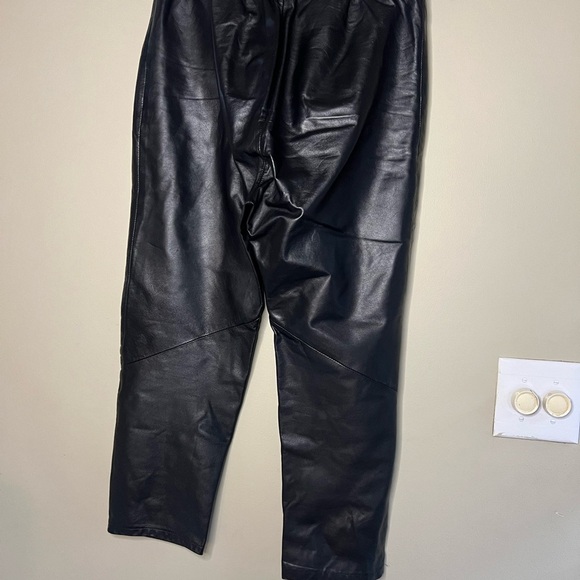 Vintage 90’s Pull on 100% Leather Pants - Picture 7 of 12